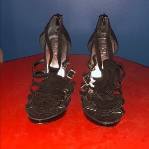 BCBG Black suede-like stiletto 5in Heel